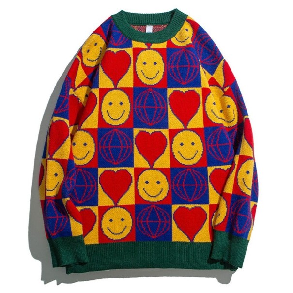 Herrenpullover mit Smiley-Gesichtern F274 L