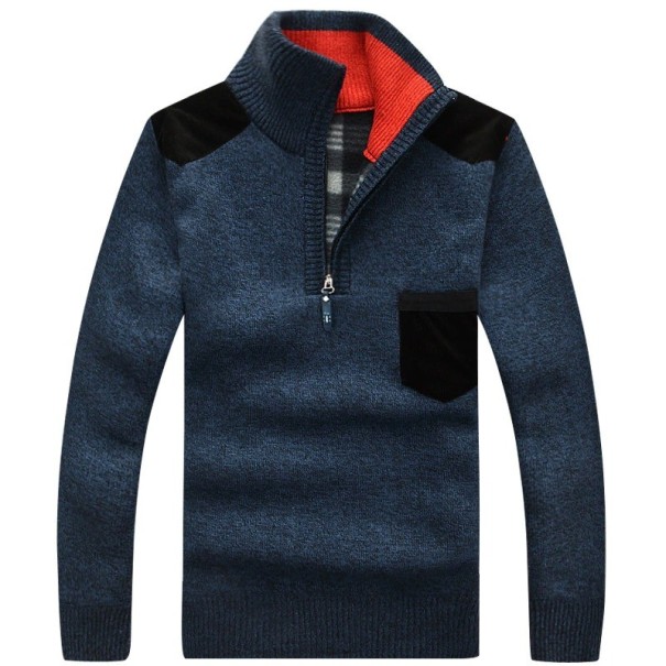 Herrenpullover mit Tasche dunkelblau S