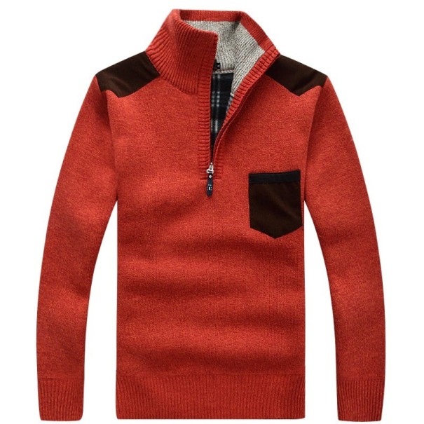 Herrenpullover mit Tasche rot XL