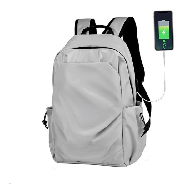 Herrenrucksack mit USB E973 hellgrau