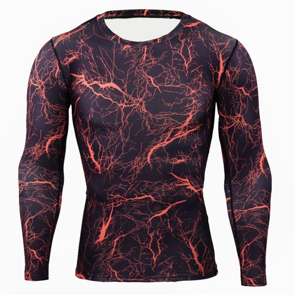 Herrens kompressions T-shirt Galaxy med lange ærmer J1471 röd S