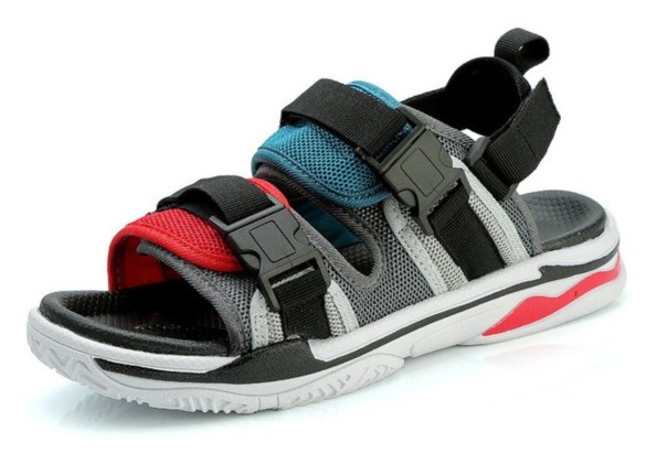 Herrensandalen grau-rot-blau 43