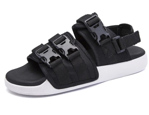 Herrensandalen mit Schnallen schwarz-weiß 43