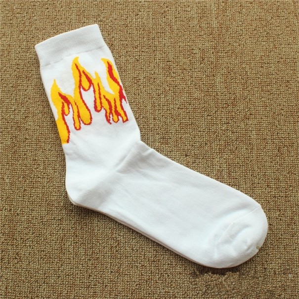 Herrensocken mit Flammen weiß