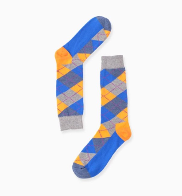 Herrensocken mit Rauten blau