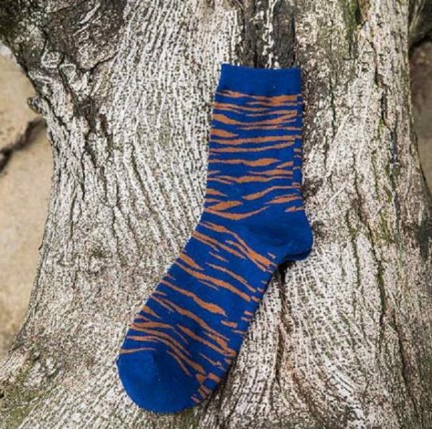 Herrensocken mit Zebramotiv blau