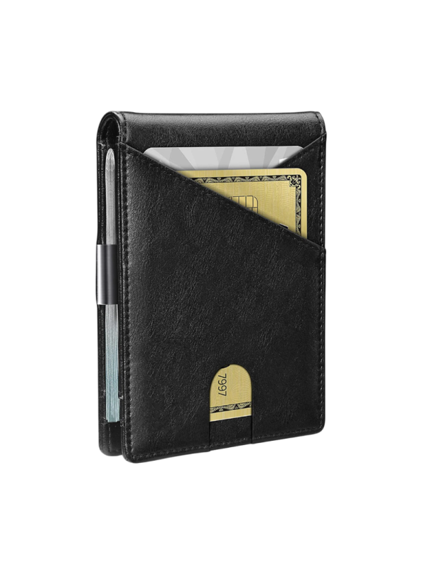 Herrepung 11,5 x 8,5 cm PU-læder Neutrale farver Kortlommer Lomme til de mest brugte kort Kompakt elegant pung til mænd sort