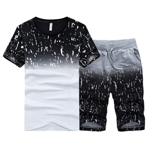 Herresæt i to farver - T-shirt og shorts J2767 sort XS