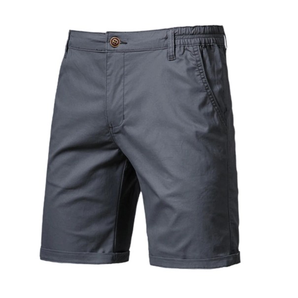 Herreshorts i bomuld med elastisk talje. Afslappede shorts i 100% bomuld med lommer. Bekvemme, afslappede shorts til sommer i byen og derhjemme. mørkegrå 30