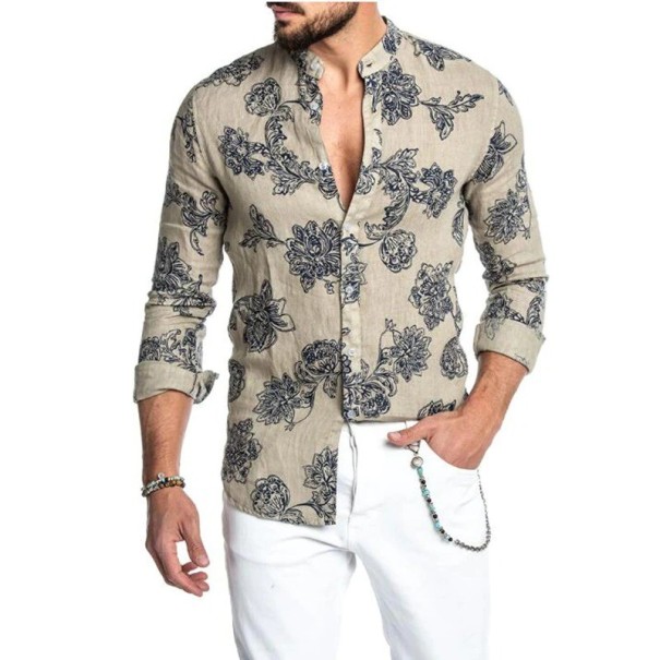 Herreskjorte med blomster F646 L 2