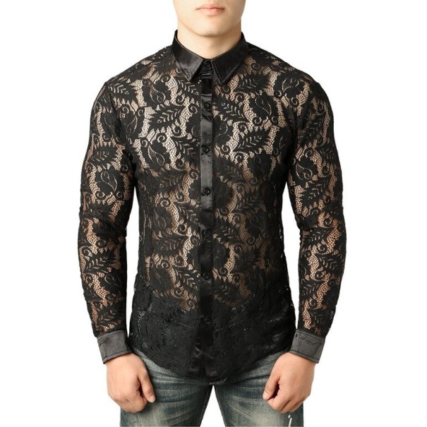 Herreskjorte med blonder XXL 5