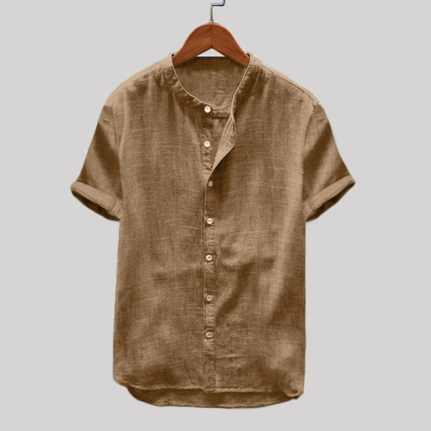 Herreskjorte med korte ærmer F505 brun XXL