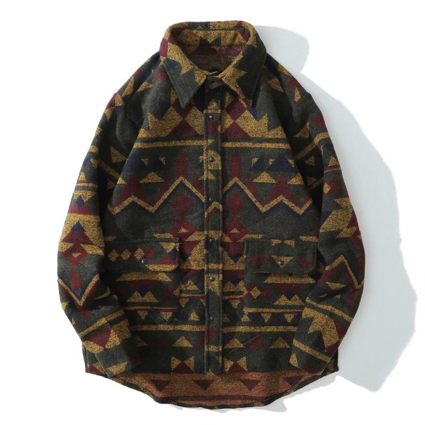 Herreskjorte med mønster F610 gul M