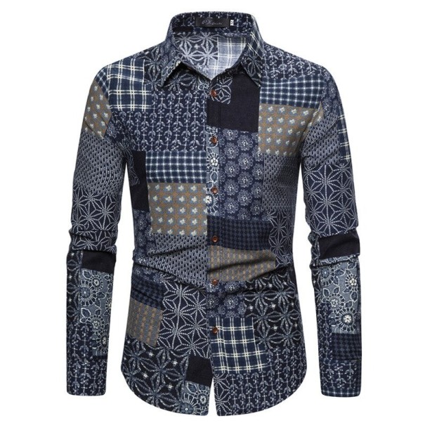 Herreskjorte med mønster F704 XXL 5