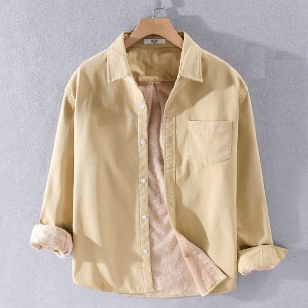 Herreskjorte med pelskant beige S