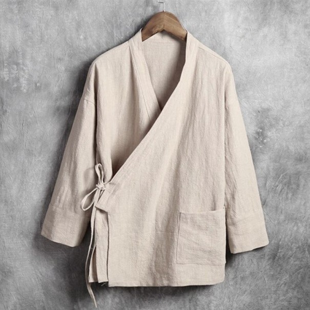 Herreskjorte med slips khaki M