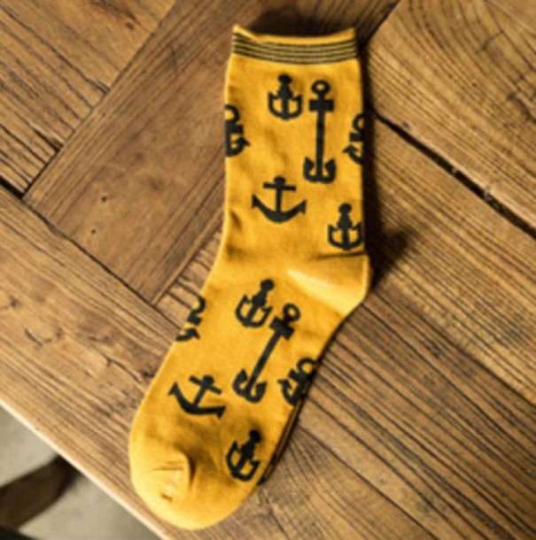 Herresokker - Anchors gul