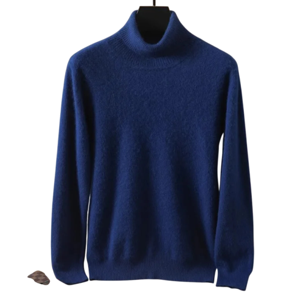 Herresweater i cashmere med lange ærmer og rullekrave Fløjlsblød ensfarvet sweater Elegant vintertøj Varm sweater Forskellige farver marineblå XL