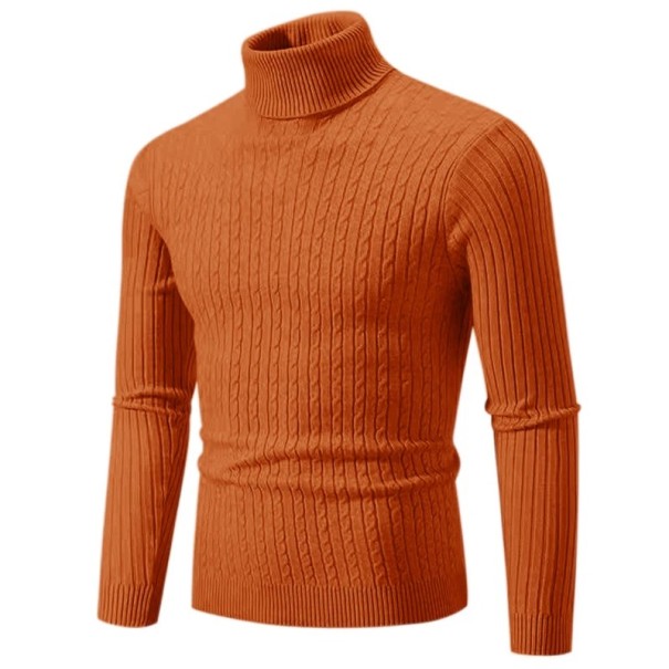 Herresweater med rullekrave Ensfarvet Elegant vinter sweater til mænd Stilfuld strikket rullekrave Polyester materiale Forskellige farver orange XXS