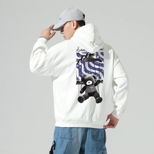 Herresweatshirt med bamse F117 hvid XS
