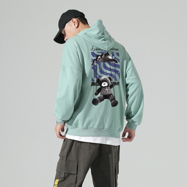 Herresweatshirt med bamse F117 lysegrøn S