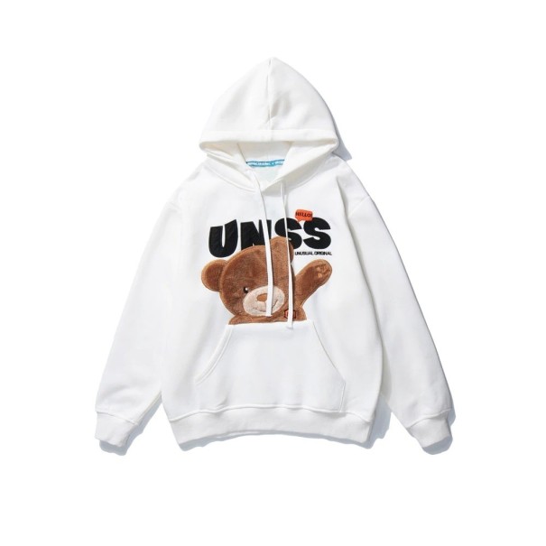 Herresweatshirt med bamse F129 hvid L