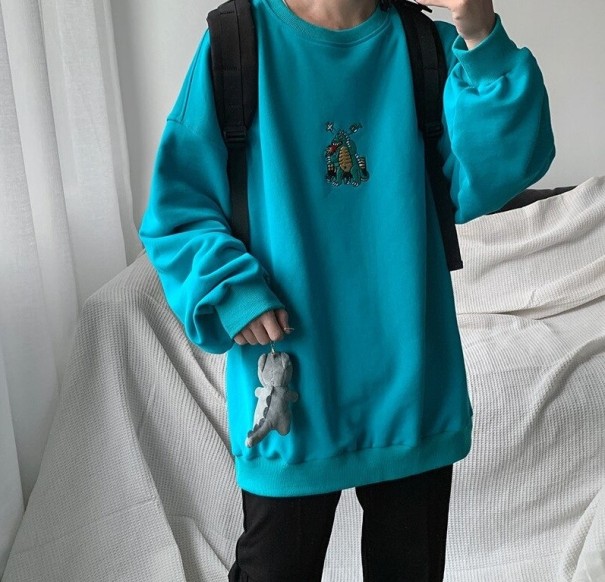 Herresweatshirt med dinosaur lyseblå L