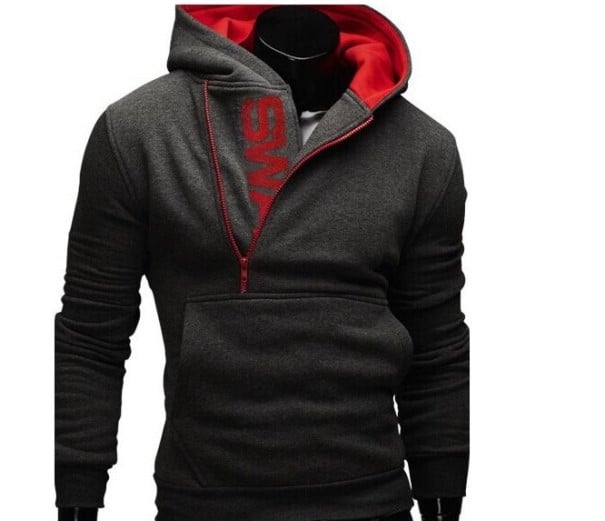 Herresweatshirt med en interessant lynlås grå XXL