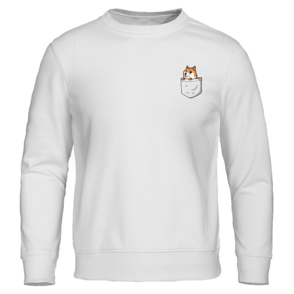 Herresweatshirt med hundemotiv hvid XL