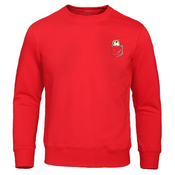 Herresweatshirt med hundemotiv rød XS