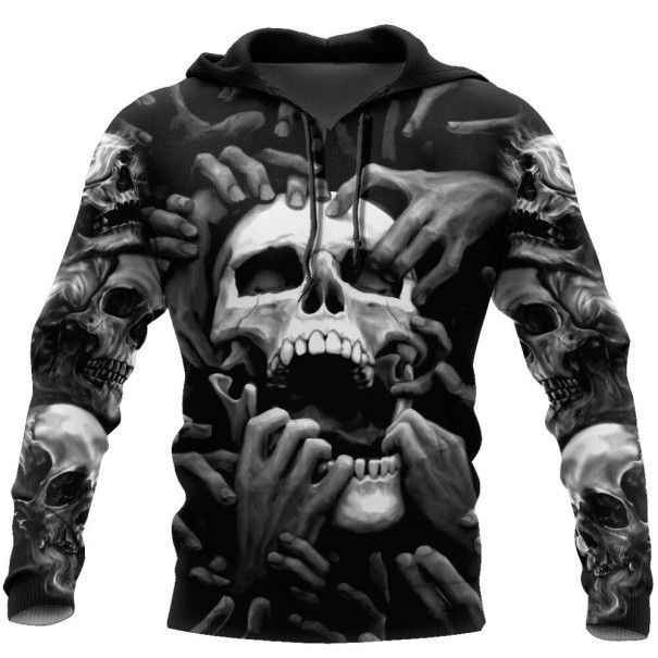 Herresweatshirt med kranieprint F99 L 1