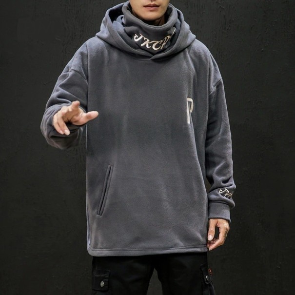 Herresweatshirt med krave F61 mørkegrå 4XL