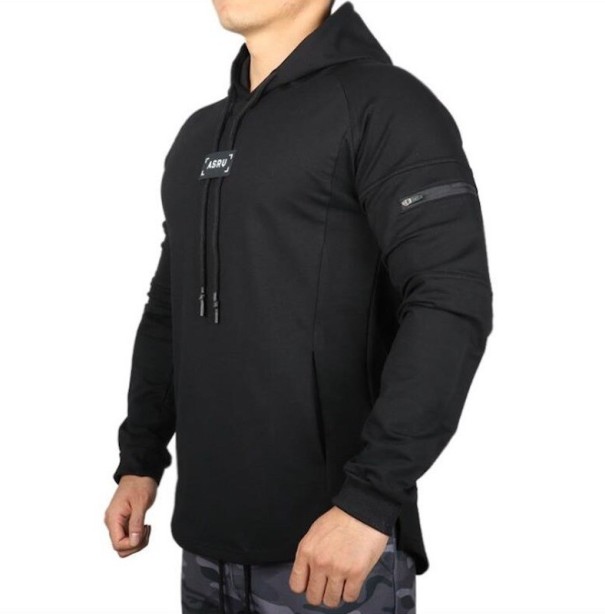 Herresweatshirt med lomme F54 sort L