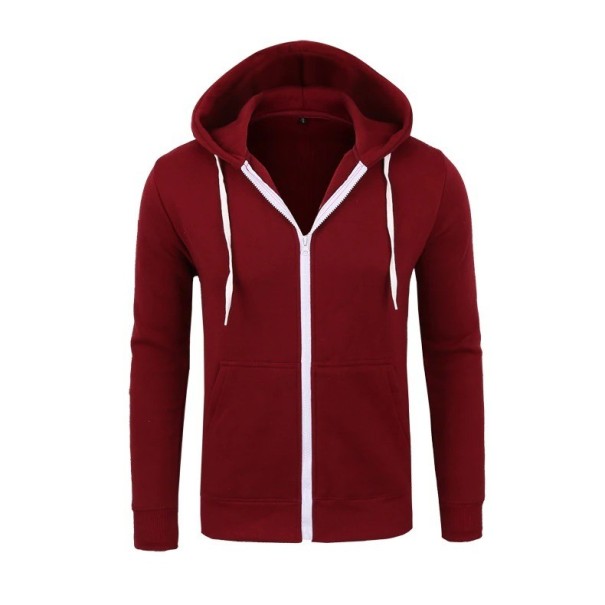 Herresweatshirt med lynlås bordeaux XS