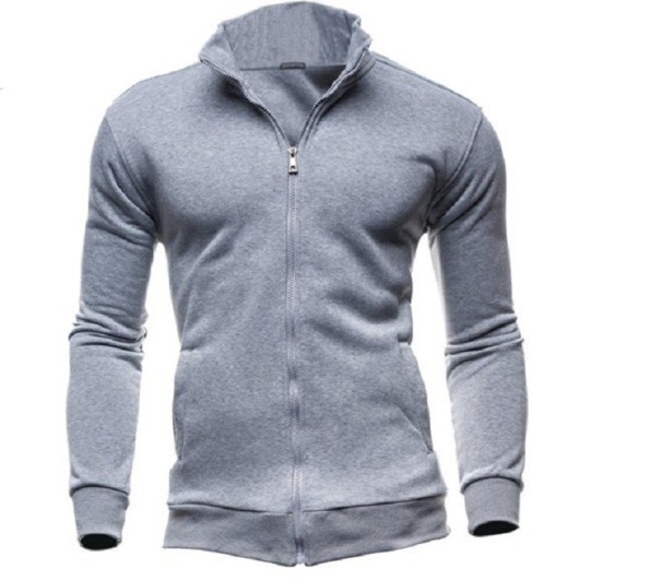 Herresweatshirt med lynlås F12 lysegrå M