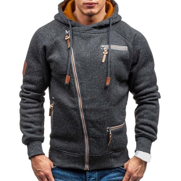 Herresweatshirt med lynlås mørkegrå M