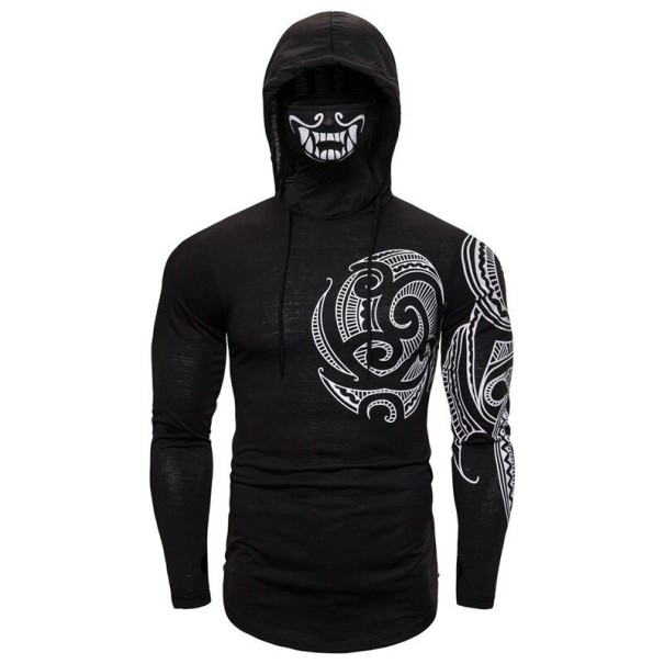 Herresweatshirt med maske sort XXS
