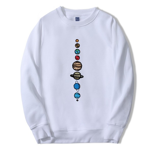 Herresweatshirt med planeter hvid L