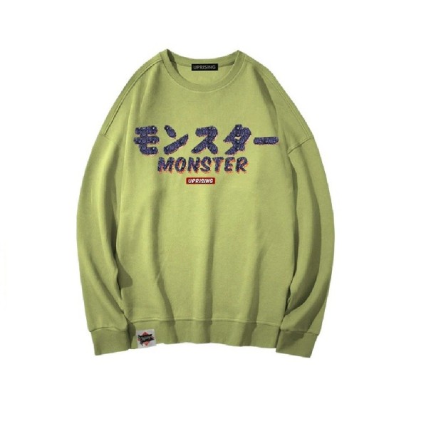 Herresweatshirt med print F133 grøn M