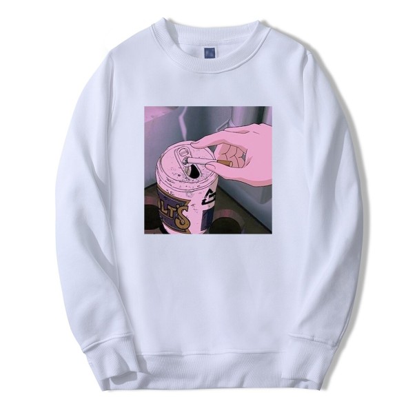 Herresweatshirt med print F46 hvid M