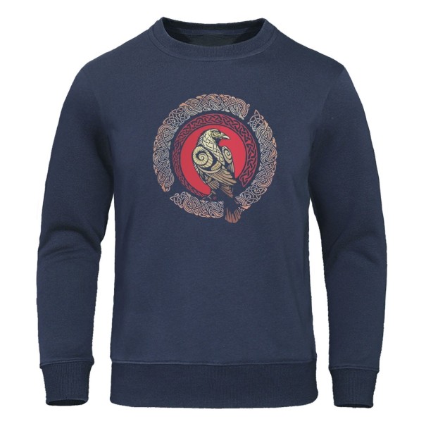 Herresweatshirt med ravn mørkeblå M