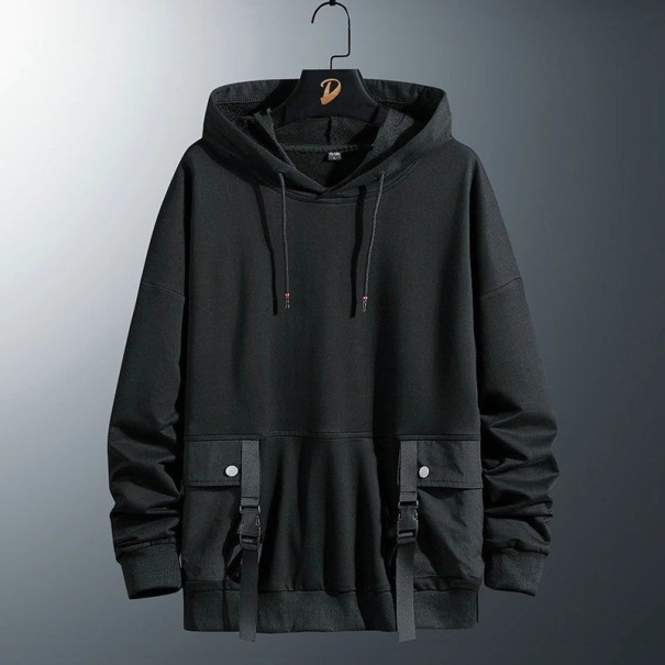 Herresweatshirt med spænder sort XXS
