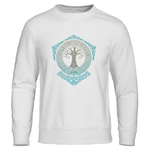 Herresweatshirt med træprint F62 hvid XL