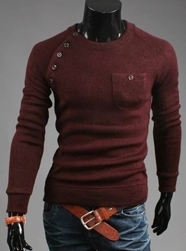 Herretrøje med lomme F308 bordeaux XS