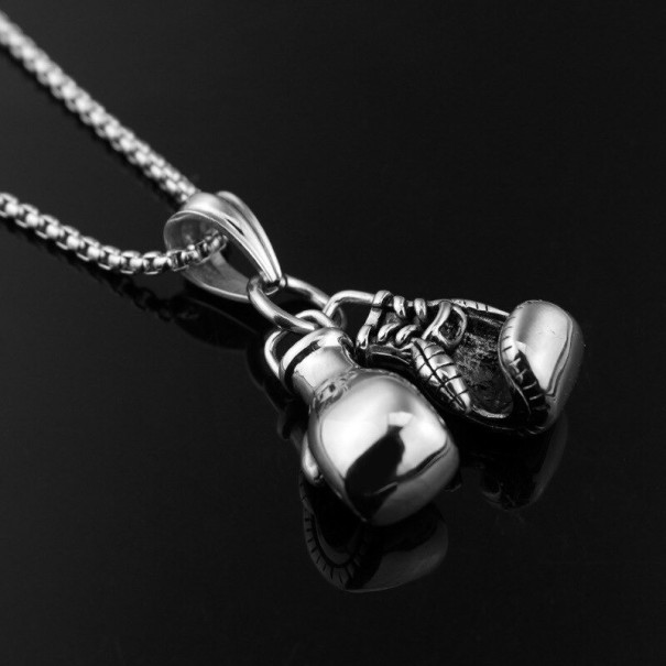 Herrhalsband med handskar silver