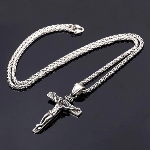 Herrhalsband med kors silver