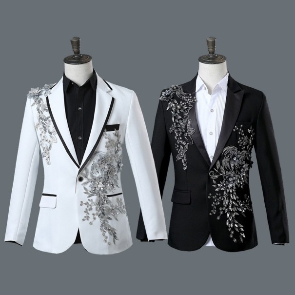 Herrjacka med 3D silverblommor J2670