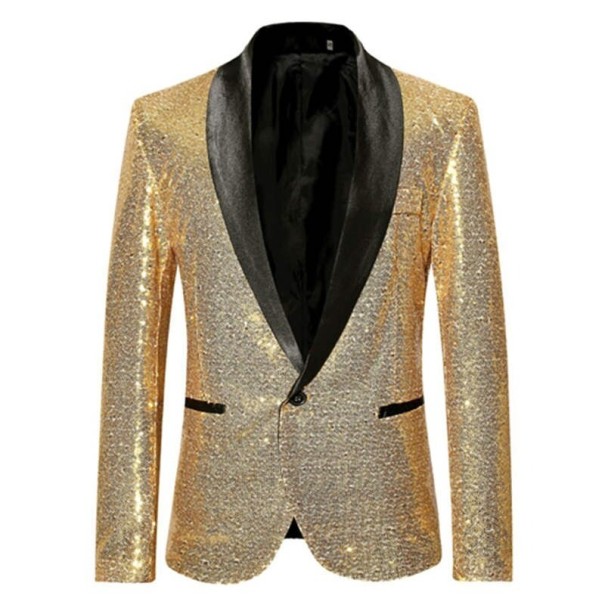 Herrjacka med paljetter F370 guld XS