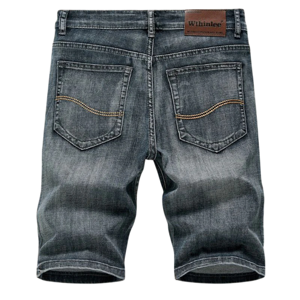 Herrjeansshorts med fickor Slimmade, raka sommarjeans för både stad och fritid Bekväma och snygga jeansshorts för män grå 33