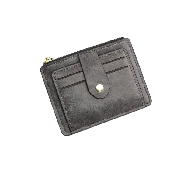 Herrplånbok 12 x 9,5 cm PU-läder Neutrala färger Kortfack med dragkedja Blixtlåsficka för mynt Snygg och praktisk plånbok för män grå